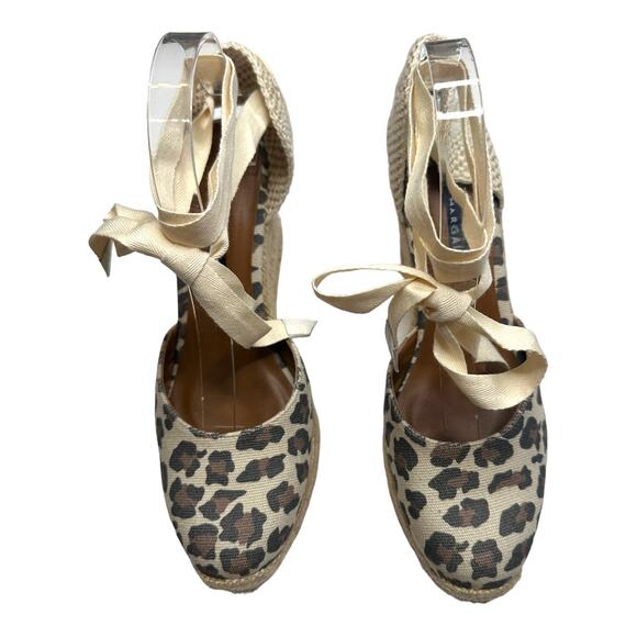 Margaux The Espadrille Leopard Animal Print Wedges Size 40/9.5 - Picture 2 of 10
